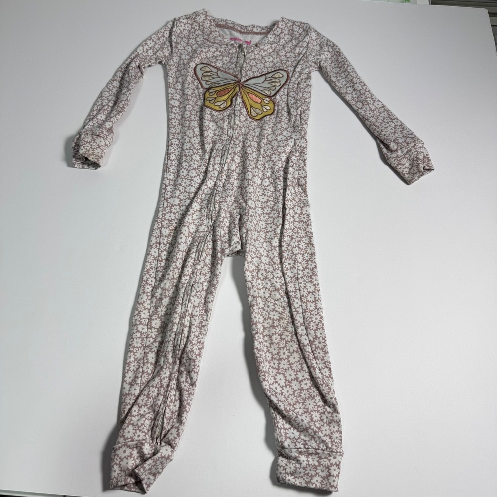 Penelope Mack Baby Girl Floral Butterfly Sleeper Pajamas Mauve White 24M